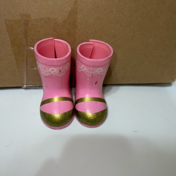 American Girl Wellie Wishers Ashlyn Pink Glitter Shoes 14.5" Doll Boots - Picture 6 of 6